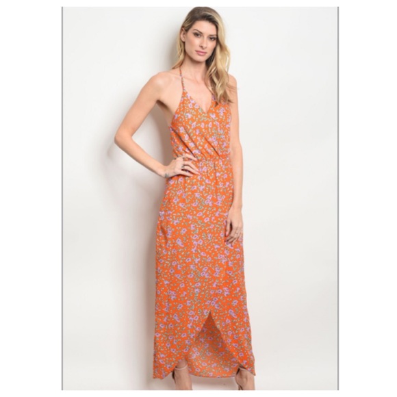 🆑CLOSING🆑Floral Dress Orange Purple - Picture 5 of 7